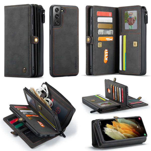 CaseMe Samsung Galaxy S21 Plus Multi Wallet Retro (SORT) Black