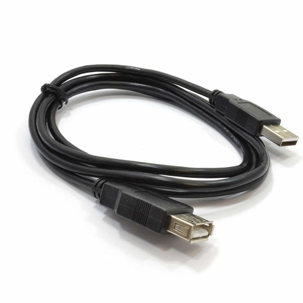 USB-kaapeli (USB-A-naaras - USB-A-uros) 1,5M (musta) Black