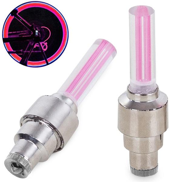 Cykel LED Däckventil 2-Pack (Rosa) Rosa