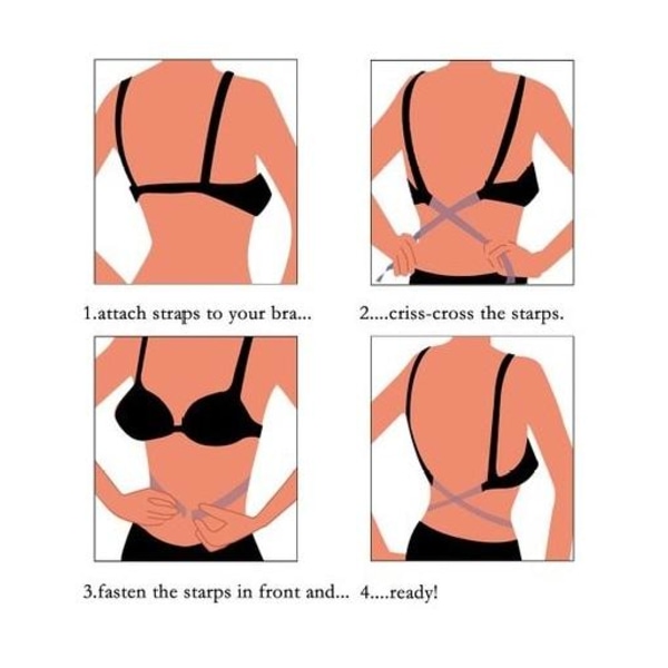 Low Back Bra Strap - BH-Bands Gömmare (3-Pack) Multicolor one size