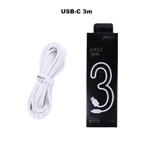 Treqa USB-C Kabel 3m (Vit) White
