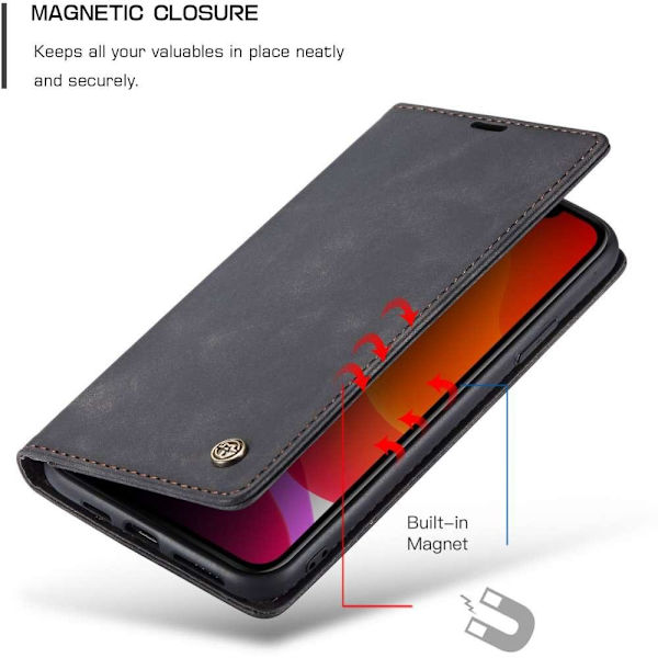 CaseMe iPhone 12 Pro Max (6.7) Wallet Retro (MUSTA) Black