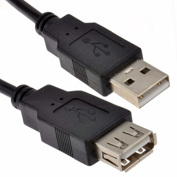 USB-kaapeli (USB-A-naaras - USB-A-uros) 1,5M (musta) Black