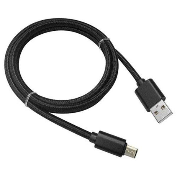 USB-MICRO Kabel med Nylontyg 1m (Svart) Svart