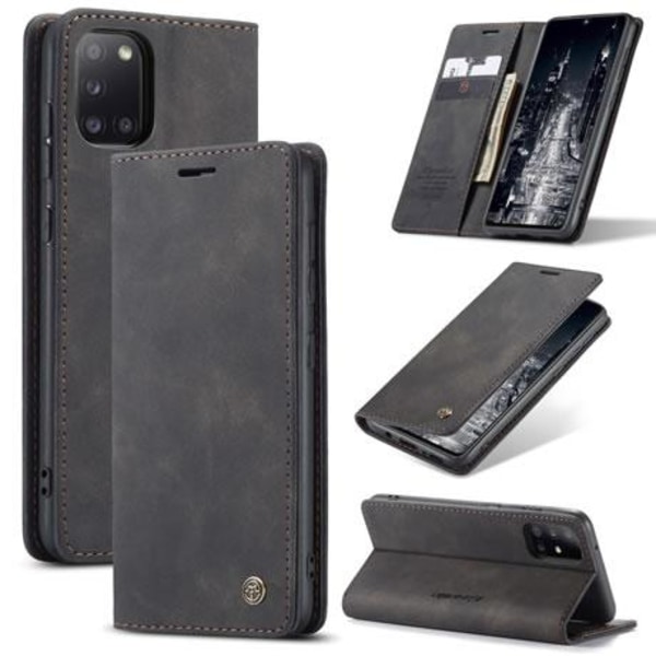 CaseMe Samsung Galaxy A31 Wallet Retro (SVART) Svart