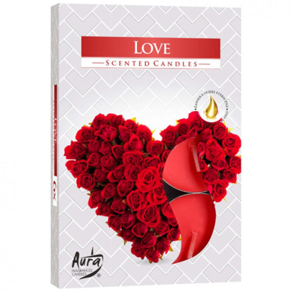Tuoksukynttilä Love - Red Roses (6 kpl) Red