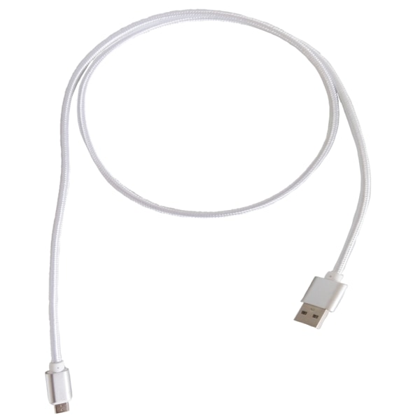USB-MICRO Kabel med Nylontyg 1m (Vit) Vit