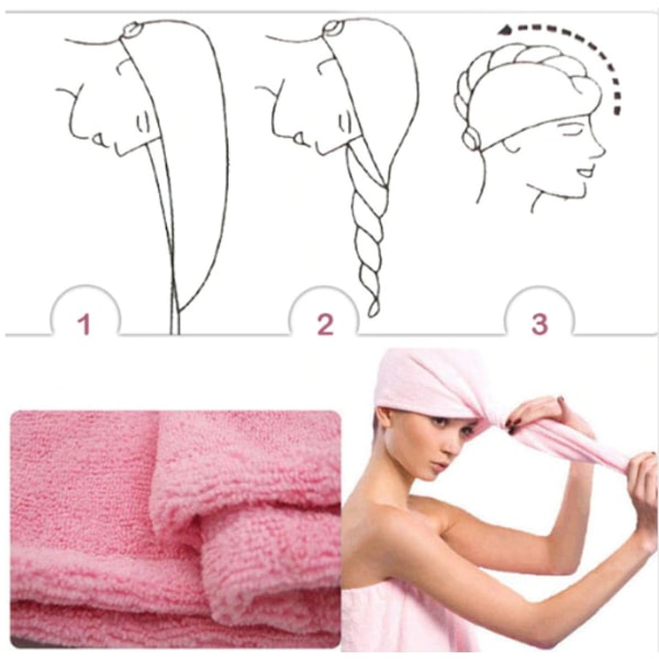 Köp Turban / Mikrofiber handduk För håret (Rosa) Rosa one size | Fyndiq