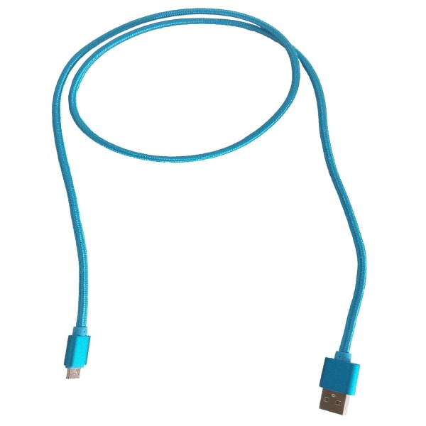 USB-MICRO Kabel med Nylontyg 2m (Blå) Blå