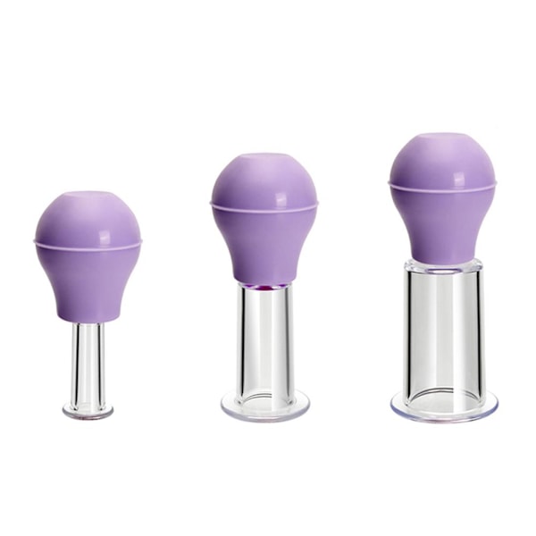 3 koppar Anti-cellulit ansiktsmassage koppar set glas silikon purple M