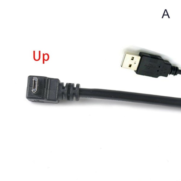 90 graders vinkel USB 2.0 A hane till vänster höger Micro USB för telefon blackD right
