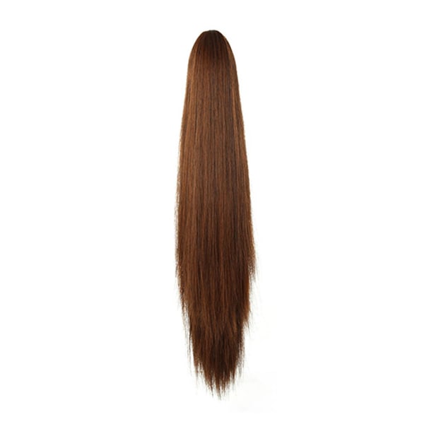 Syntetiska långa raka klo hästsvans peruker Clip In Hair n Hairpi dark brown One-size