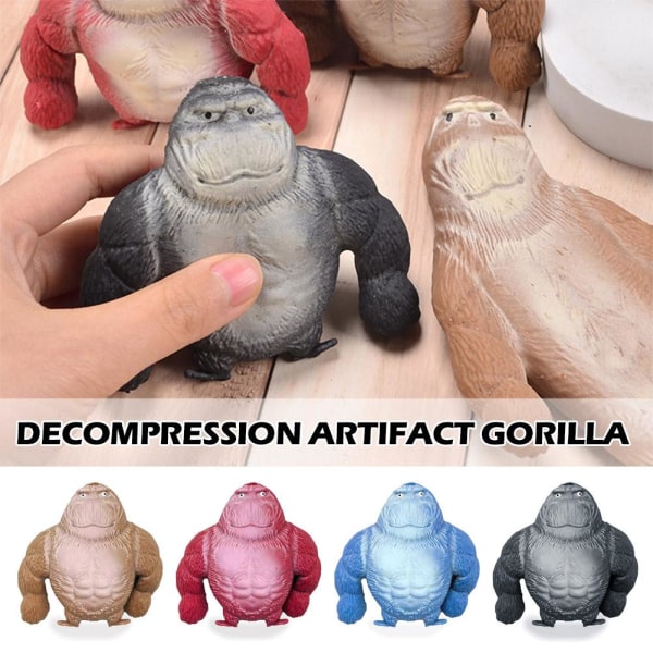 Gorilla Squishy Leksaker Långsamt Stigande TPR Silikonleksaker Stressboll F black onesize