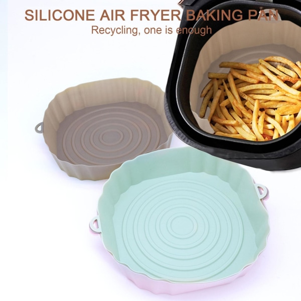 Återanvändbar Air Fryer Silikongryta Bakkorg Ugn Non Stick Lin gray 16.5*14.5*4.5cm