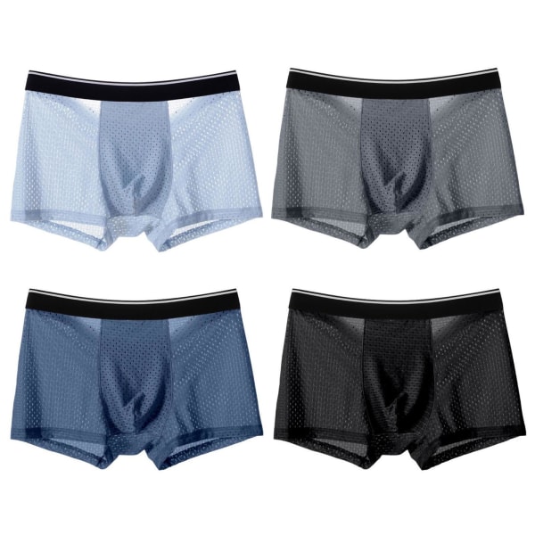 4-PACK för män Bamboo Wear Underkläder Shorts Ice Silk Mesh Boxer mix colorL 3XL