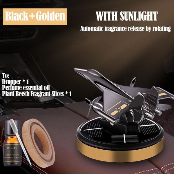 Solar Car Air Freshener Flygplan Dashboard Roterande flygplan Fra Black+Red 1set