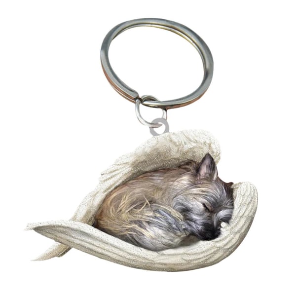 Söt sovande hund ängel akryl nyckelring Showcase hängande Keycha Miniature Pinscher 1pcs