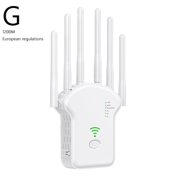 Trådlös Repeater Wifi-signalförstärkare 2-bands Extender Hem Rou  white EU1200M