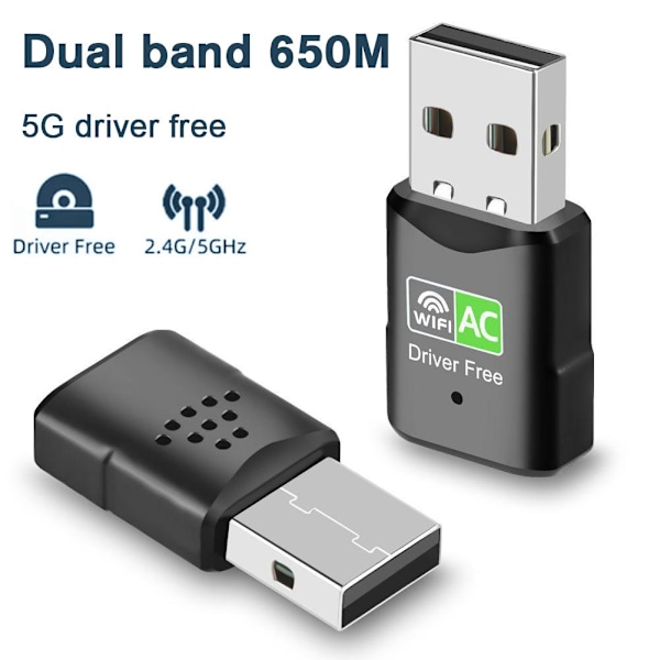 Dubbelbands 600 Mbps USB WiFi Trådlös Dongel AC600 Lan Nätverk Ada