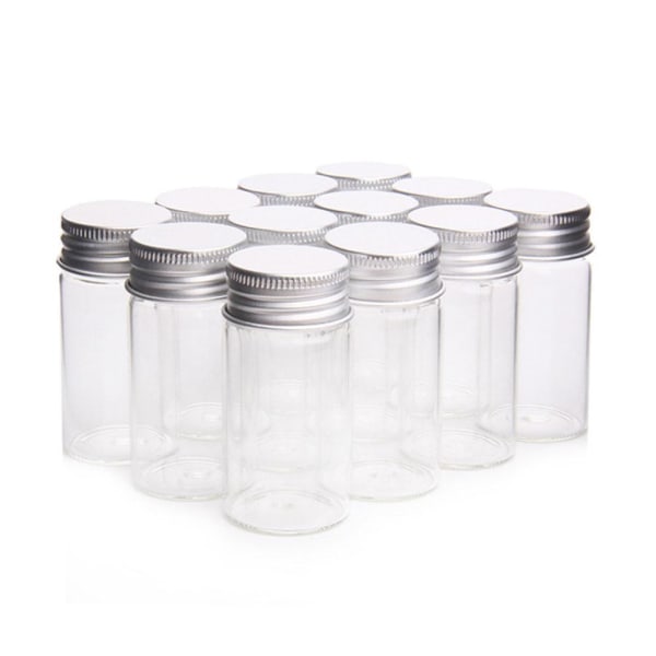 QINXI 4st klara glasflaskor Miniburkar med skruvade metalllock TransparentA S 4pcs