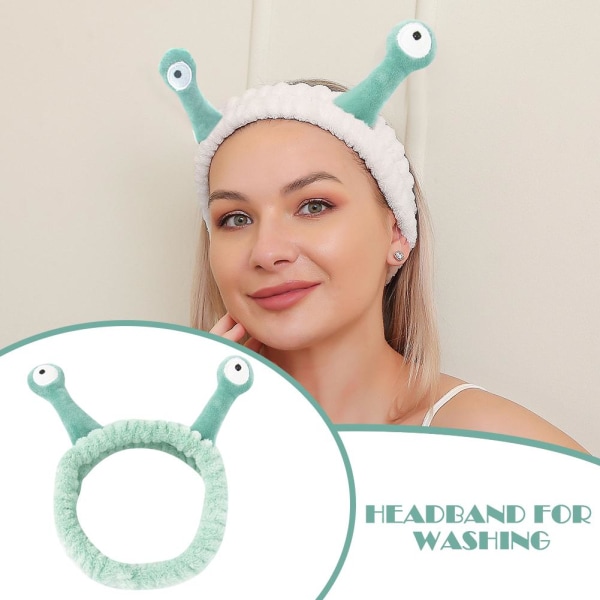 Cartoon Big Eye Snail Headband Elastic Hair Band Wash Face Hairb green One-size