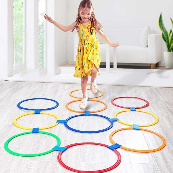 Barn Hjärnspel Hopscotch Jump Circle Rings Set Kids Sensor 38cm 10circles