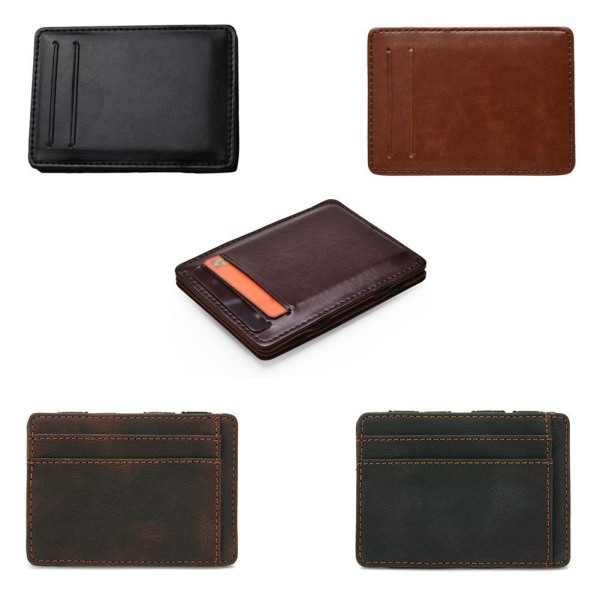 【Färdigt lager】 Korea Magic Wallet Small Solid ID-korthållare Bank black Upright