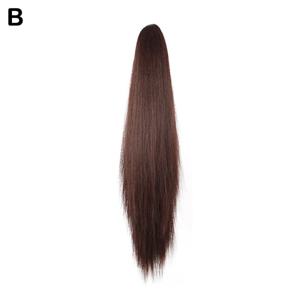 Syntetiska långa raka klo hästsvans peruker Clip In Hair n Hairpi black One-size