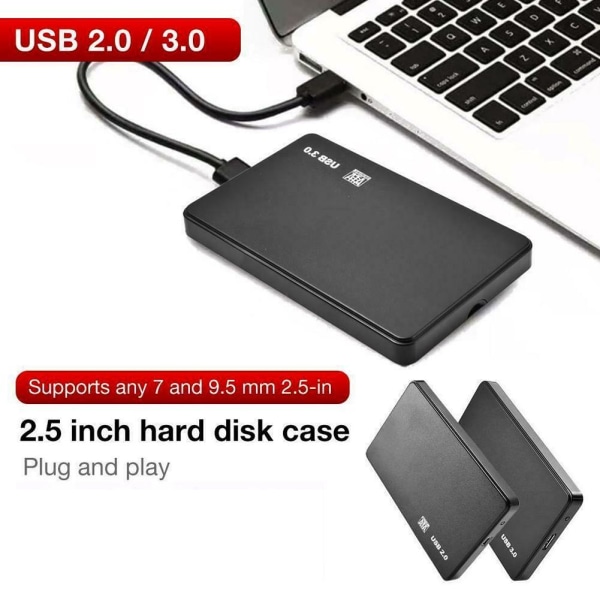 USB3.0/2.0 SATA 2,5" hårddisk Externt hölje Hårddiskbox blackA A