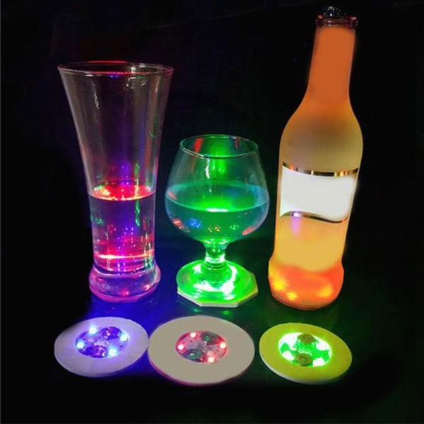 LED Coaster Light Up Dryckesflaska för Bar Party Inredning white One-size