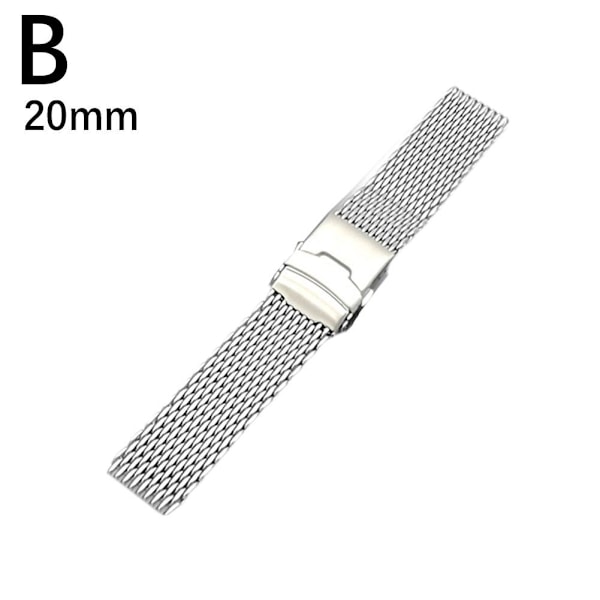 DQXY 18/20/22/24mm Rostfritt Stål Mesh Klockarmband Metall Mesh Wa silverD 24mm