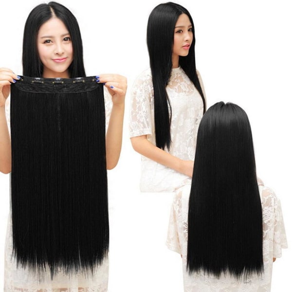 New Fashion Lady3/4 Full Head Clip In Hair Extensions Curly Wavy black one-size
