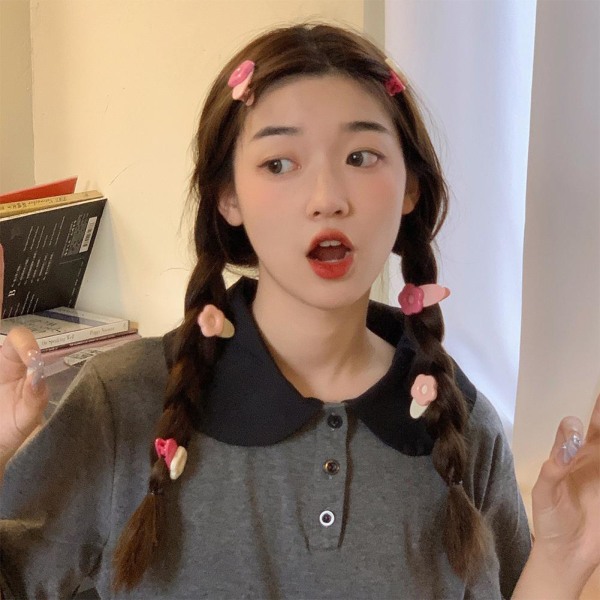 Söt kvinnor hårklämma Mode koreansk hårspänne Daisy Duckbill hår rose 2pcs
