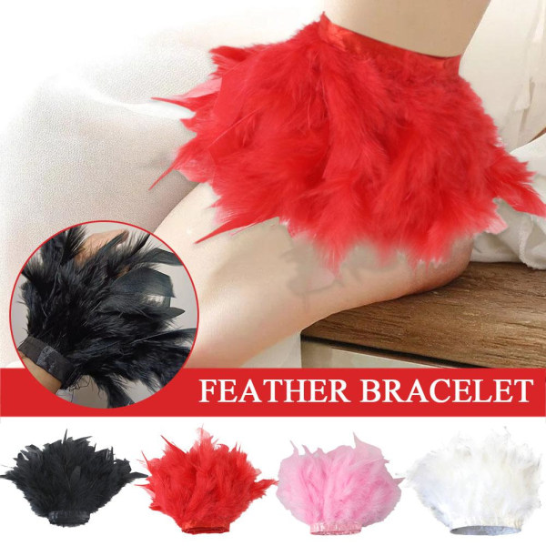 Feather Cuff Snap Armband Feather Wrap Cuff Handledsärm Armband white one-size