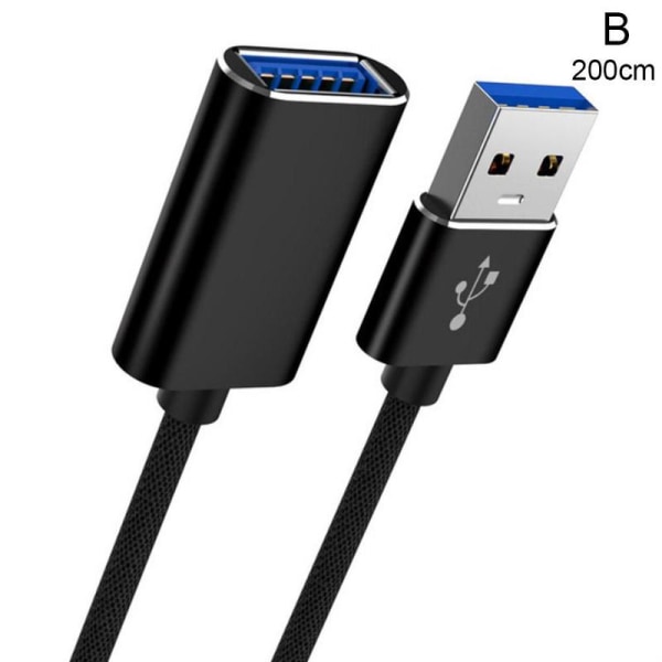 1/2M USB3.0 förlängningskabel Sladd M/F Standard TypA Data Hona blackB 200cm