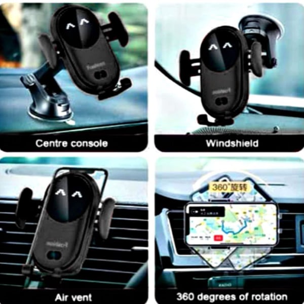 Smart Car Trådlös Laddare Telefonhållare Trådlös Auto-Sensing Ho black One-size
