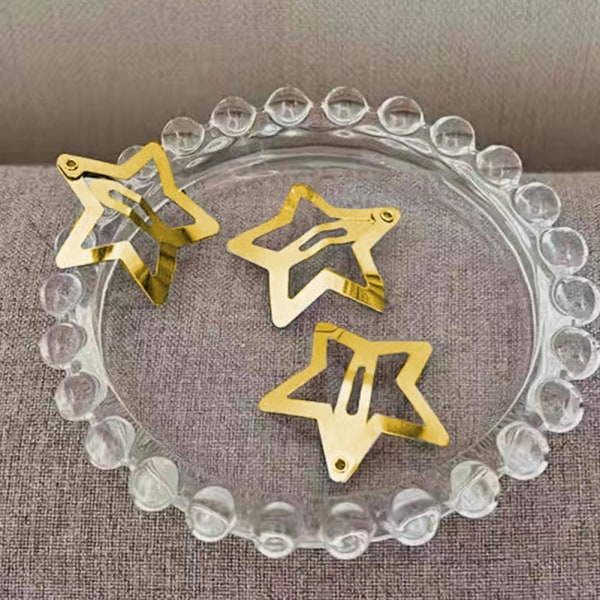 Star Hair Clip Hårnål Söt tjej Metall Femuddig stjärna Versat goldA one size 2pcs