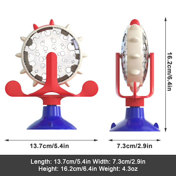 360° roterande vindkvarn katt hund husdjur leksak mat godis läcka foder blue One-size