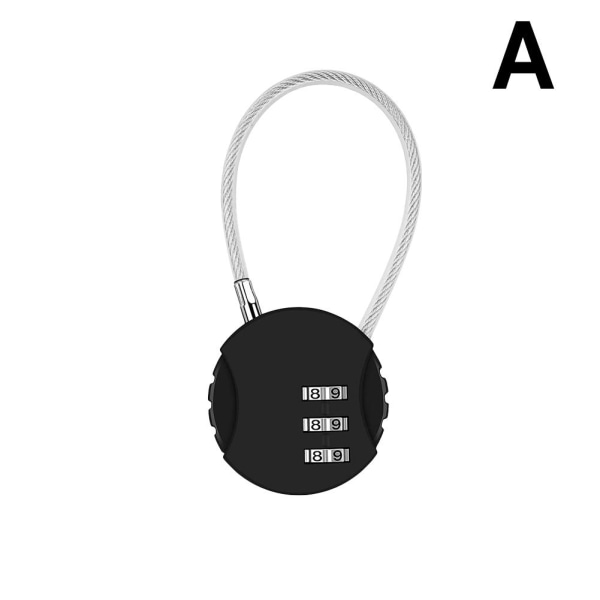 3-siffrigt lösenordskombination Hänglås Resväska Bagage Metal Mini black One-size
