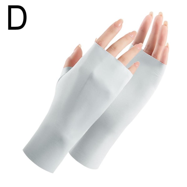 Kvinnor Fingerless Gloves Sommar UV-skyddshandskar Ice Silk Su grey one size