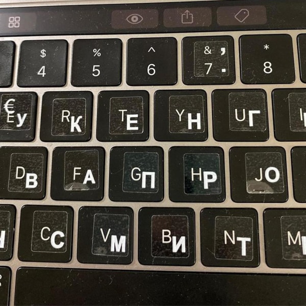 Ryska genomskinliga tangentbordsklistermärken 4-färger för bärbar dator PC-Com black one-size