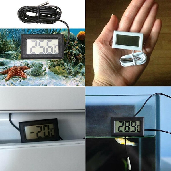 Akvarium Mini Inbyggd LED Digital Termometer Temperatur NE Co black One-size