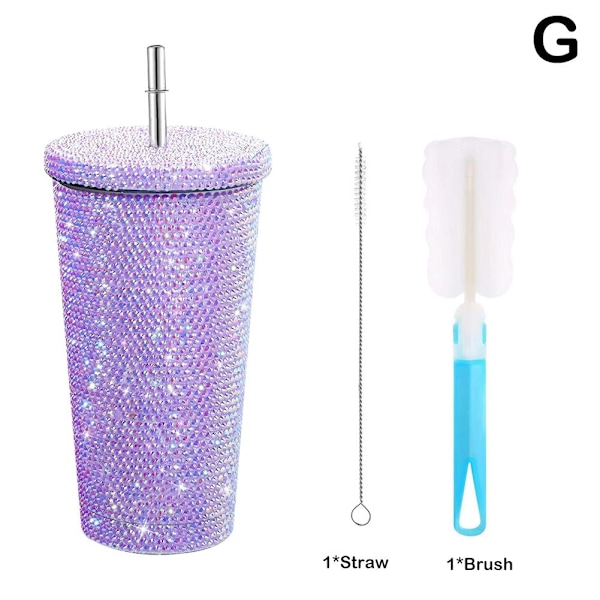 750 ml blinkande sugrör Studded Bling Tumbler Prof Hot C3 purple 750ml