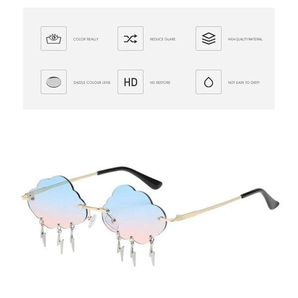 Shades Funny Cloud Shaped Men and Women Disco Glasses Clouds Tas blue+pink one-size