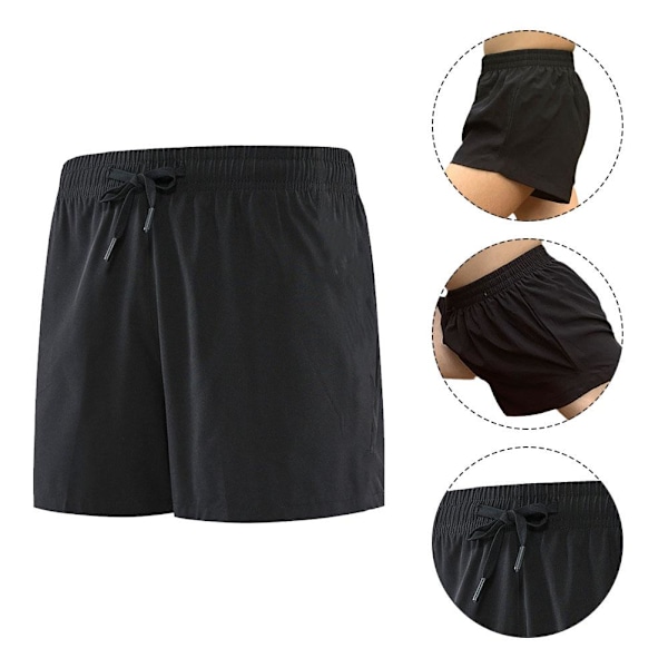 Herrshorts i bomull, sommarstrandbyxor, regular fit, casual halvpa blackL XXXL