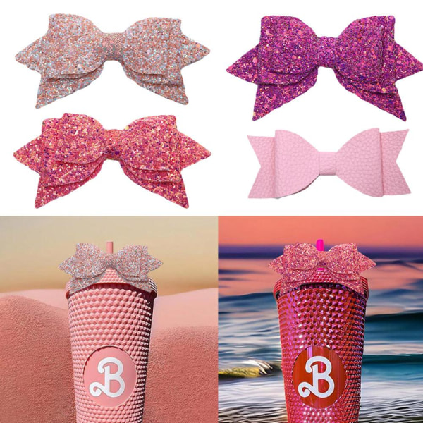 Söt Barbie rosa rosett paljett slips slips dekoration för Tumble sequin pink one-size