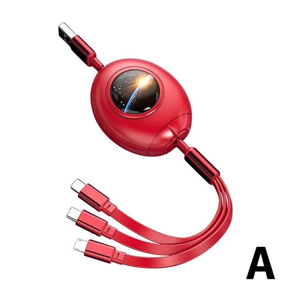 3 i 1 multipel laddningssladd USB laddarkabel Indragbar adapter red one size