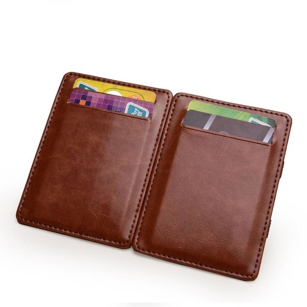 【Färdigt lager】 Korea Magic Wallet Small Solid ID-korthållare Bank black Upright