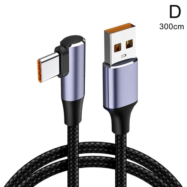 120W Typ C USB -kabel Snabbladdningskabel för Huawei Xiaomi Sa Z8O blackD 300cm