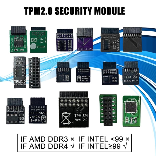 Tpm2.0 säkerhetsmodul stöder moderkort av flera märken 12 14 1 blue For GIGABYTE 12Pin SPI